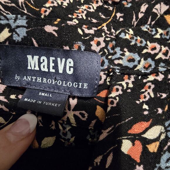 Maeve By Anthropologie Dark Floral Dress SM Ditsy Tiered Boho Cottage Festival - Picture 4 of 15